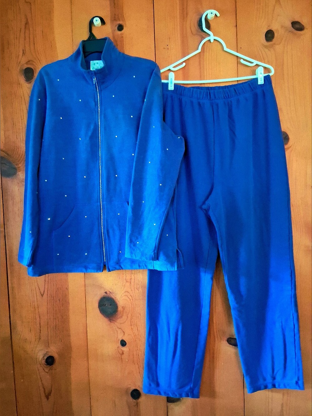 Vintage Quacker Factory French Terry Jacket/Pants Set With Rhinestone Detail L